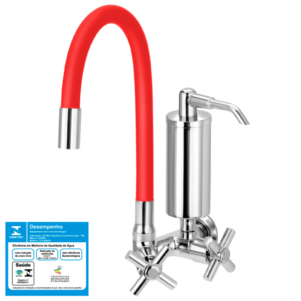 Torneira Gourmet Colors Vermelha Filtro Cozinha Parede C62