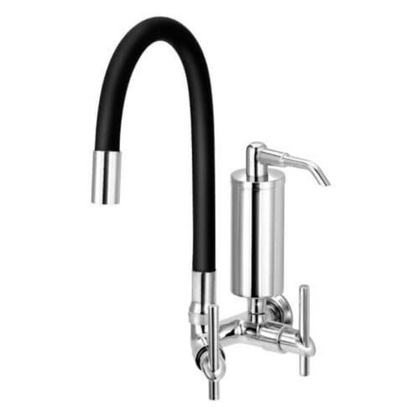 Torneira Gourmet Com Filtro De Cozinha Flexível Preta 1/4 De