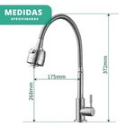 Torneira Gourmet Cozinha Bancada Flexível Metal Cromada Fosca