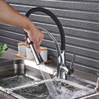 Torneira Gourmet Cozinha Bica Móvel Flexível Preta Cromada Mi