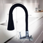 Torneira Gourmet Cozinha Flexível Cone 2 Jatos Preto Parede C