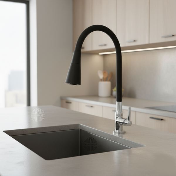Torneira Gourmet Cozinha Flexível Multiuso Preto Mesa C34
