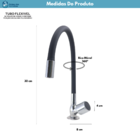 Torneira Gourmet Cozinha Mesa Metal  Silicone Preta Flexível