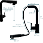 Torneira Gourmet Cozinha Preto Fosco Bica Alta 90 Graus Monoc