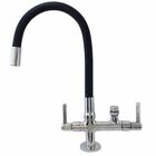Torneira Gourmet Cromada Cozinha C/ Tubo Preto Flexível Banca