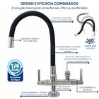 Torneira Gourmet Cromada Cozinha C/ Tubo Preto Flexível Banca