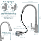 Torneira Gourmet De Cozinha Bica Alta Inox Escovado Monocoman