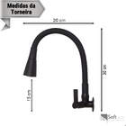 Torneira Gourmet De Cozinha De Parede Cone 2 Jatos Preta