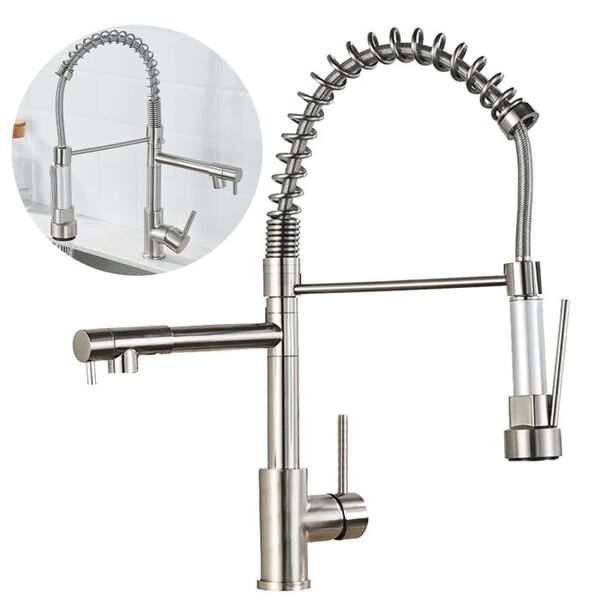 Torneira Gourmet De Cozinha Monocomando Inox Escovado Luxo Br