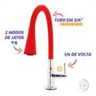 Torneira Gourmet de Mesa Vermelha com Tubo Flexível 360° e Du