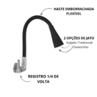 Torneira Gourmet de Parede Flexível Preta Duplo Jato - CasaGr