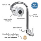 Torneira Gourmet De Parede Metal Cromado Flexível E Com Jato