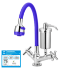 Torneira Gourmet Filtro Metal Azul Flexível Mesa 1/4 Volta C62
