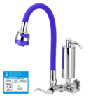 Torneira Gourmet Filtro Metal Slim Azul Flexível Parede 1/4 V