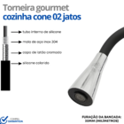 Torneira Gourmet Flexível Quadrada Cone Preta - Casagrande Mu