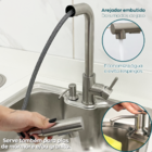 Torneira Gourmet Inox Escovado E Porta Detergente De Embutir