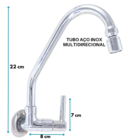 Torneira Gourmet Luxo De Parede – Multidirecional Aço Inox De