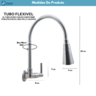 Torneira Gourmet Metal Inox Flexível Cônico Duplo Jato  Pia C