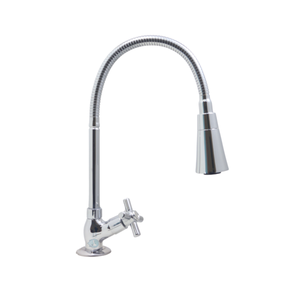 Torneira Gourmet Metal Inox Flexível Cônico Duplo Jato Pia Co
