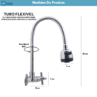 Torneira Gourmet Metal Inox Flexível Pia Cozinha Parede Luxo