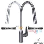 Torneira Gourmet Monocomando Com Extensor Ducha Luxo Inox Gun