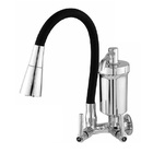 Torneira Gourmet Parede 2 Jatos Silicone - Preto/cromo