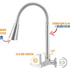 Torneira Gourmet Parede Cone Cônica Metal Del Metais Em Metal