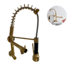 Torneira Gourmet Parede Dourada Gold 47cm Coz Flexível Fria