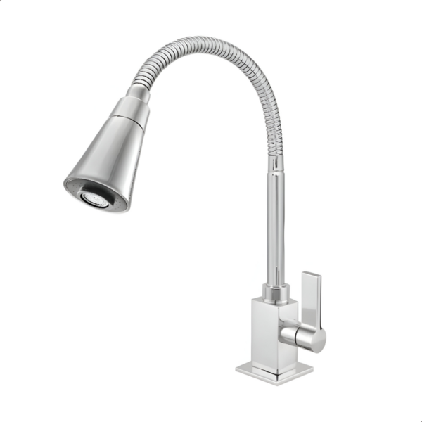 Torneira Gourmet Quadrada Em Metal Cozinha Bancada Flexível