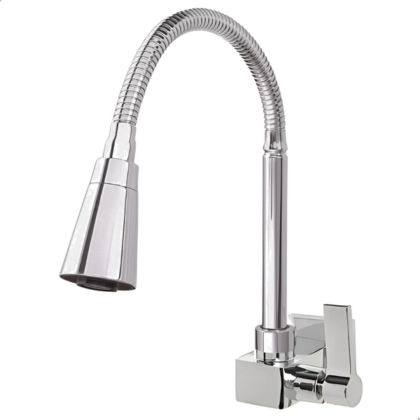 Torneira Gourmet Quadrada Em Metal Cozinha Flexível Parede