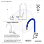 Torneira Gourmet Quadrada Parede Tubo Lisa Azul Del Metais