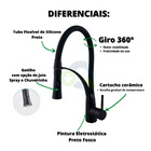Torneira Gourmet Silicone Flexivel Cozinha Monocomando - Pret
