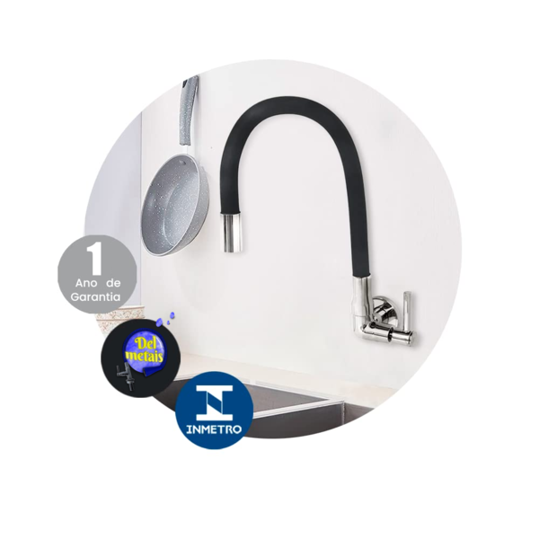 Torneira Gourmet Tubo Preto Borracha Parede Del Metais