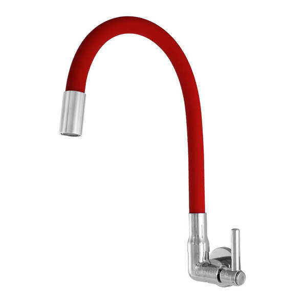 Torneira Gourmet Tubo Red Flexível Vermelho Parede 3377
