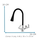 Torneira Gourmet Veneza Preta 2168 1/4 Volta C-70 Com Saída 3