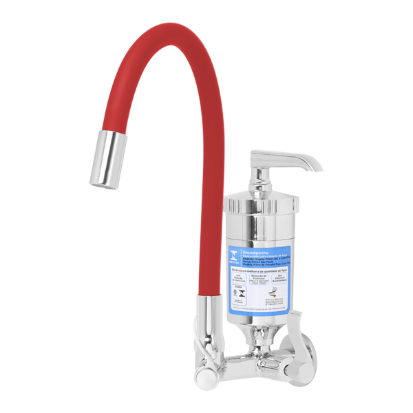 Torneira Gourmet Vermelha Filtro Cozinha C70 Parede 1/4 de Vo