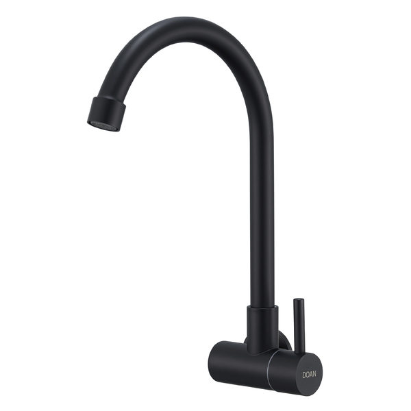 Torneira Inox Cozinha Giratória Parede Longa Preta Nox01db Do