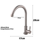 Torneira Inox De Mesa Bica Cozinha ¼ De Volta Inox Escovado