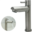 Torneira Inox Escovado Pia Banheiro Bica Baixa Água Fria 1/4