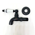 Torneira Jardim Vintage Retrô Preto C/ Porcelana