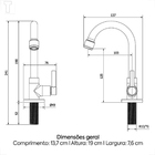 Torneira Kimetais 1066 C01 Lavatorio Mesa Bica Movel 1/4v Alfa