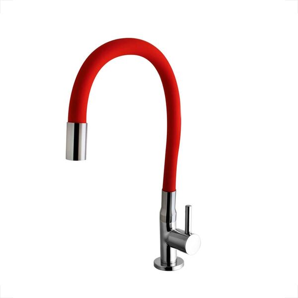 Torneira Kimetais 1167 C58 Cozinha Mesa Bica Movel Flex Red V