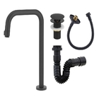 Torneira Lav. Clean Preto Black+flexível+válvula Click+sifão