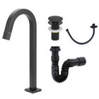 Torneira Lav. Clean Preto Black+flexível+válvula Click+sifão