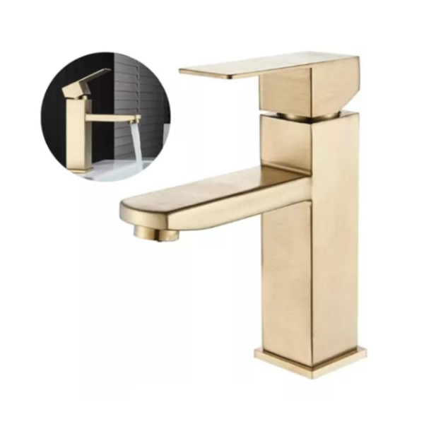 Torneira Lavabo Monocomando Banheiro Dourada Misturador S304