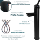 Torneira Lavabo Preta Bica Alta Monocomando Misturador Aço In