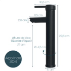 Torneira Lavabo Preta Bica Alta Monocomando Misturador Aço In