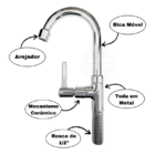 Torneira Lavatório Banheiro B.m. Metal Luxo 1195 C-65 ¼ Volta