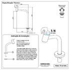 Torneira Lavatório Banheiro Bica Alta 1/4 de Volta Metal Luxo