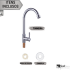 Torneira Lavatório Banheiro Bica Móvel Luxo 1/4v Metal Alta